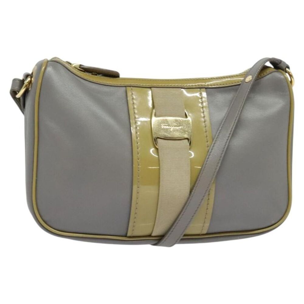 Salvatore Ferragamo Vala Leather Gray Leather Shoulder Bag Bag